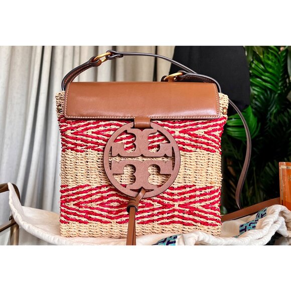 ✺ AUTHENTIC TORY BURCH RED STRIPED MILLER SHOULDER BAG/CROSSBODY - Picture 2 of 13